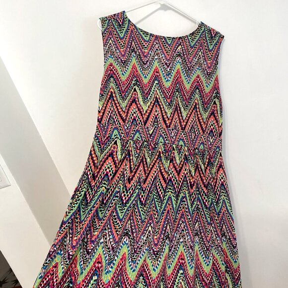 NY COLLECTION Plus Size Multicolor Sleeveless Maxi Dress Rainbow Chevron Stripe - Picture 14 of 15